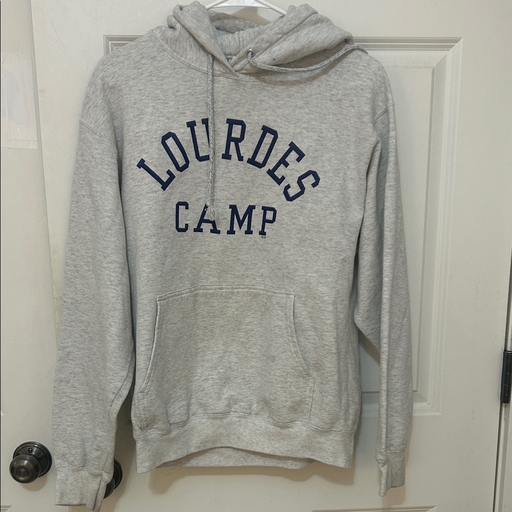 Lourdes Camp gray hoodie sweatshirt size medium cotton blend